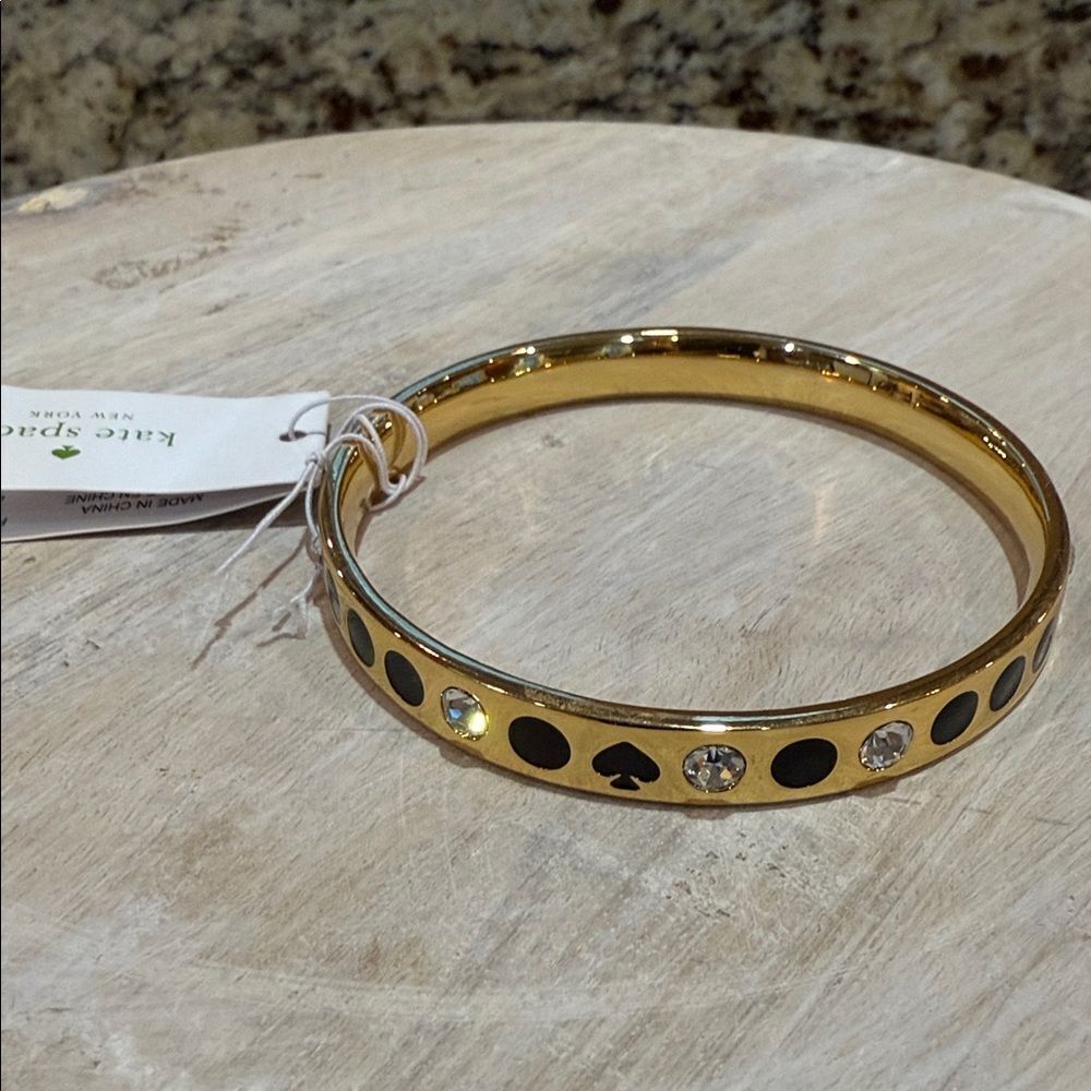 Kate Spade Gold Bracelet with Black and Crystal Accents